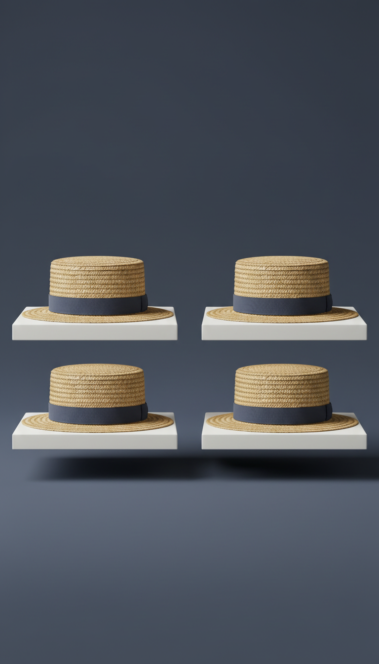 Structured Straw Boater with Flat Top