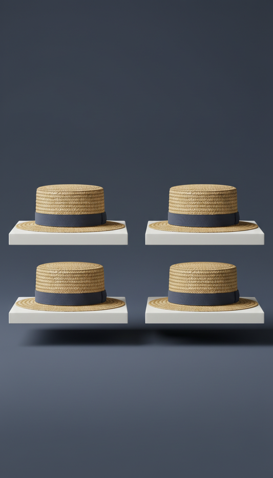 Structured Straw Boater with Flat Top