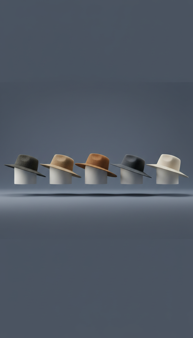 Wide-Brim Wool Hat with Sculpted Crown