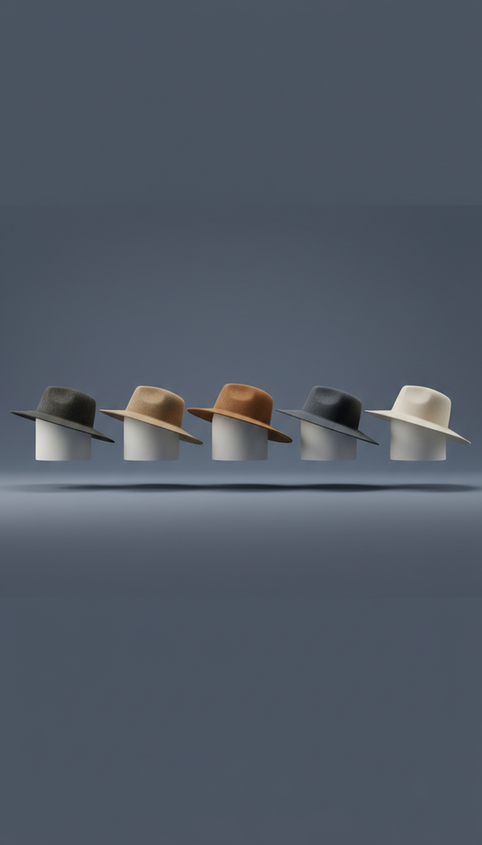 Wide-Brim Wool Hat with Sculpted Crown